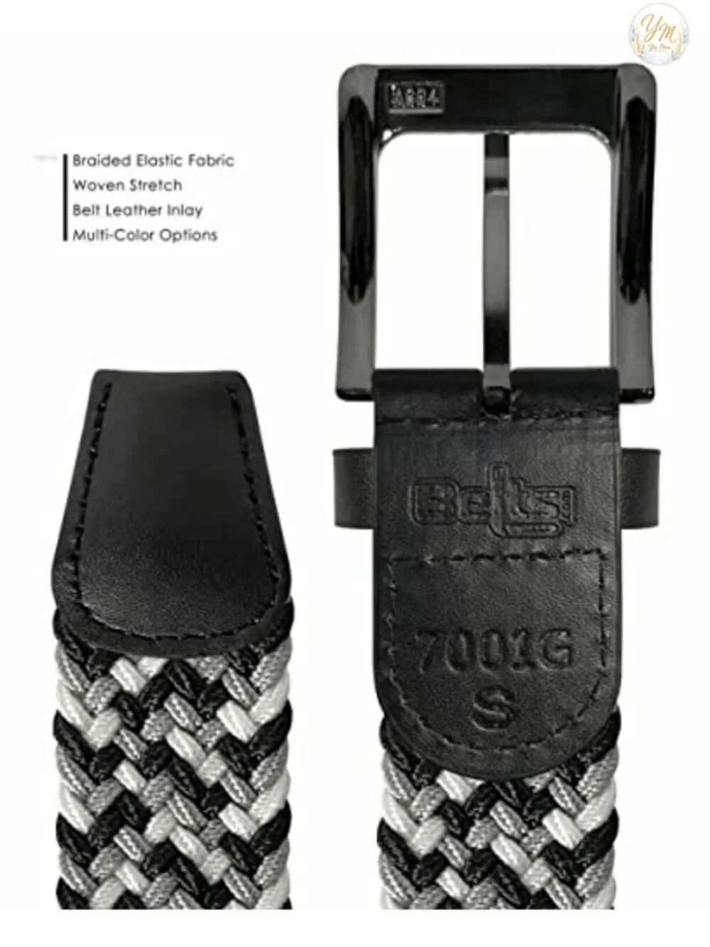 Braided Elastic Stretch Belt Casual Weave Canvas Fabric Woven Golf Belt 1-3/8